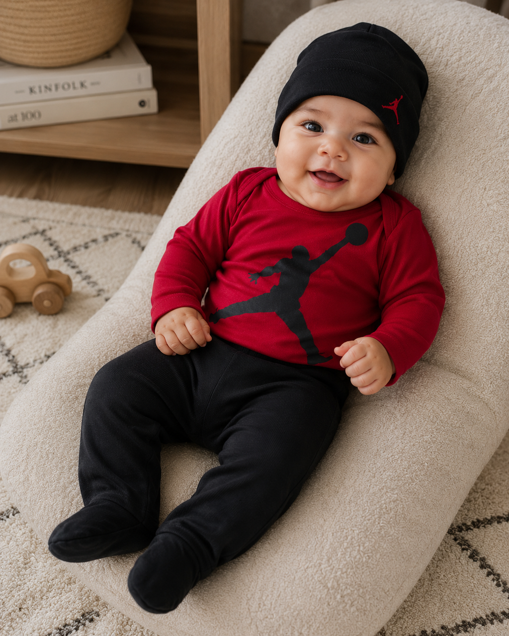 Nike Jordan 3 Piezas Bebé Niño — Camiseta, Pantalón y Gorrito 6 a 9 meses