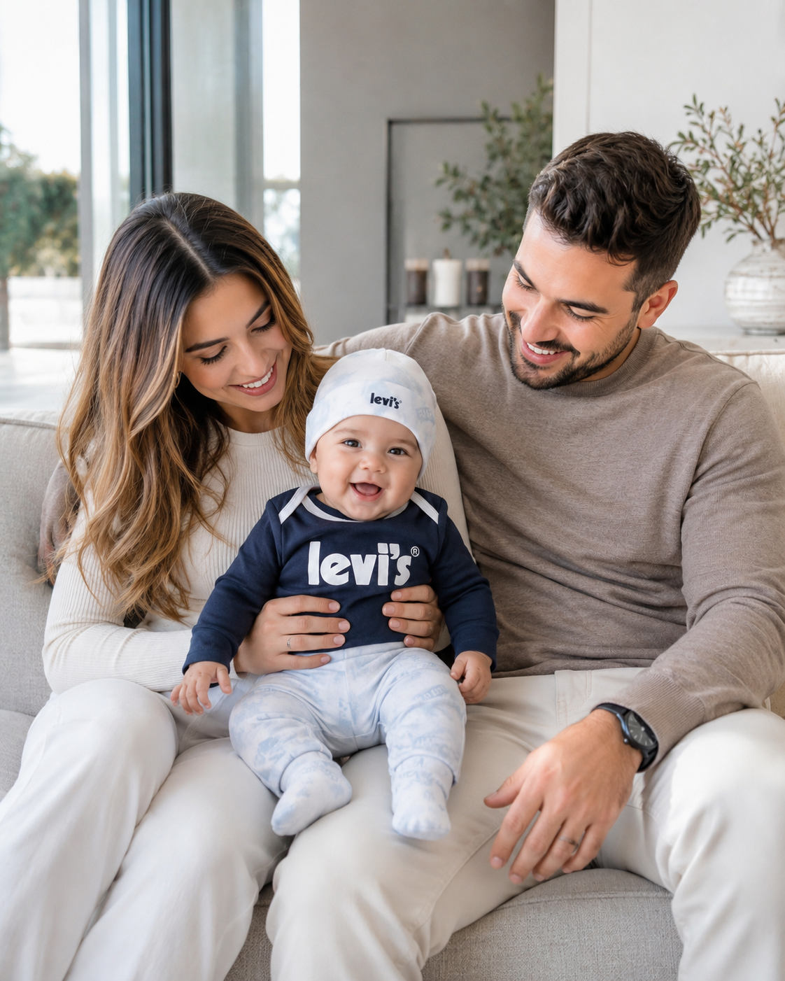 Conjunto Levi’s 3 Piezas Bebé — Camiseta, Pantalón y Gorrito Original