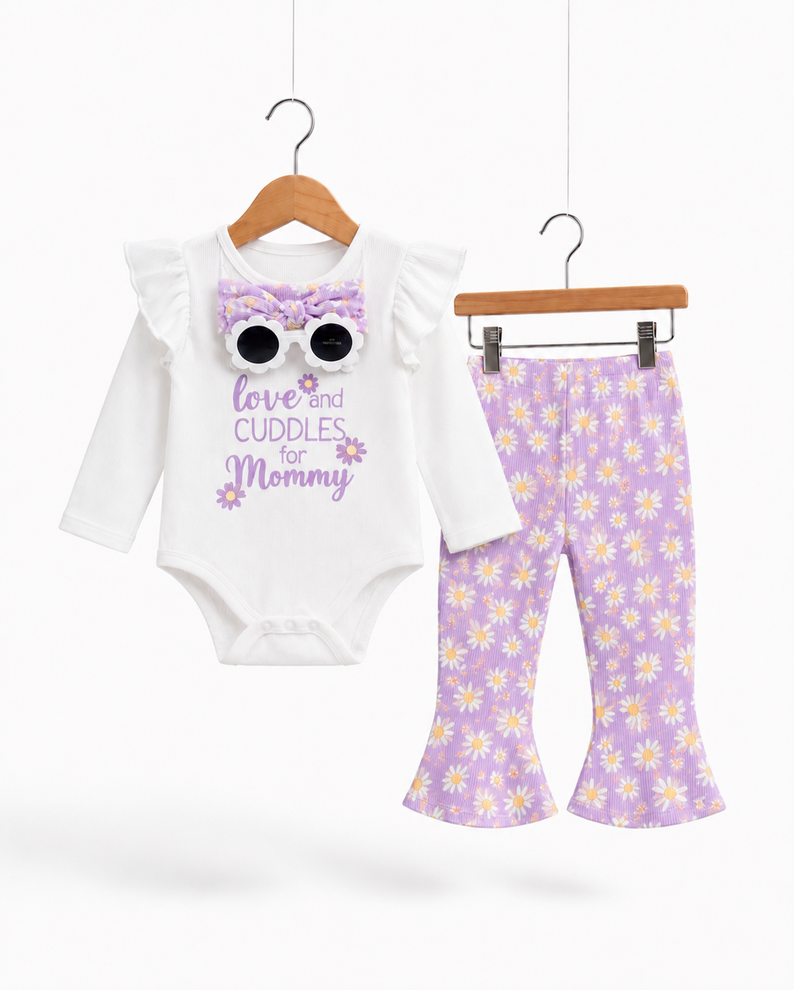 Conjunto de Bebé Niña 4 Piezas Margaritas de 6 a 9 Meses
