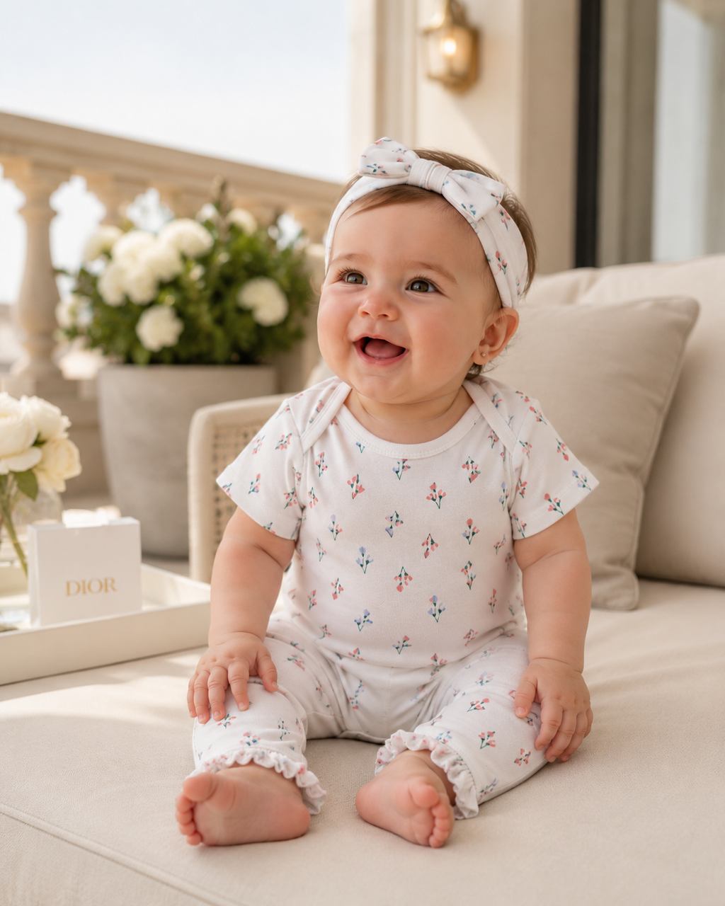 Set 4 Piezas Bebé Niña — 2 Mamelucos y 2 Pantalones Floral