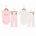 Set 4 Piezas Bebé Niña — 2 Mamelucos y 2 Pantalones Floral