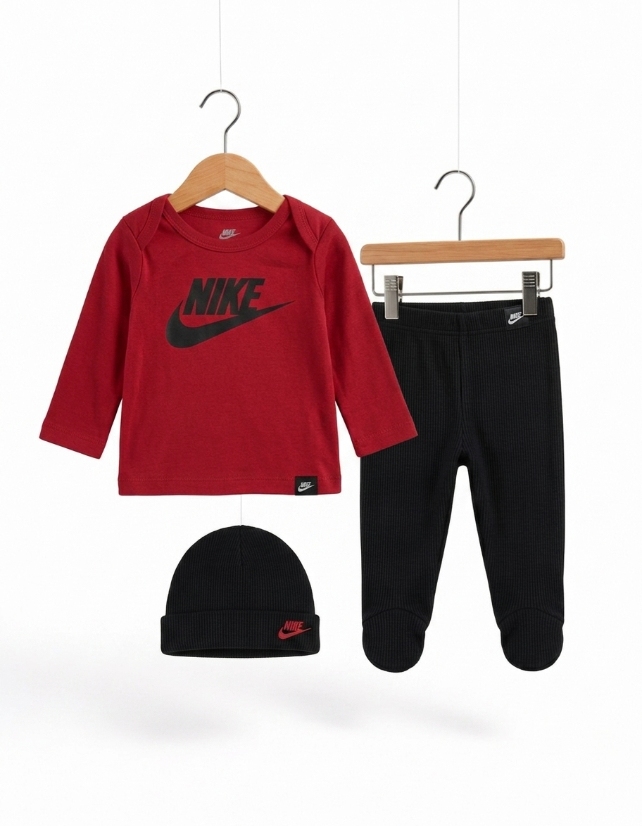 Nike 3 Piezas Bebé Niño — Camiseta, Pantalón y Gorrito Original