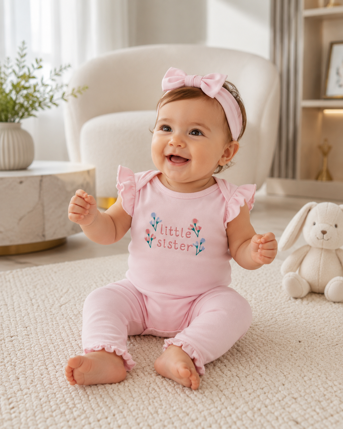 Set 4 Piezas Bebé Niña — 2 Mamelucos y 2 Pantalones Floral