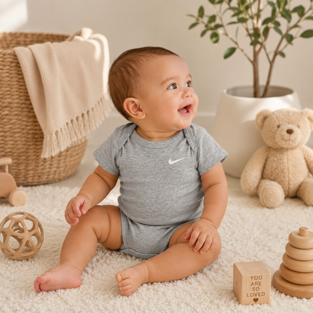Set 3x Mameluco Nike, vario color, Negro, Gris, Blanco de 6 a 9 Meses