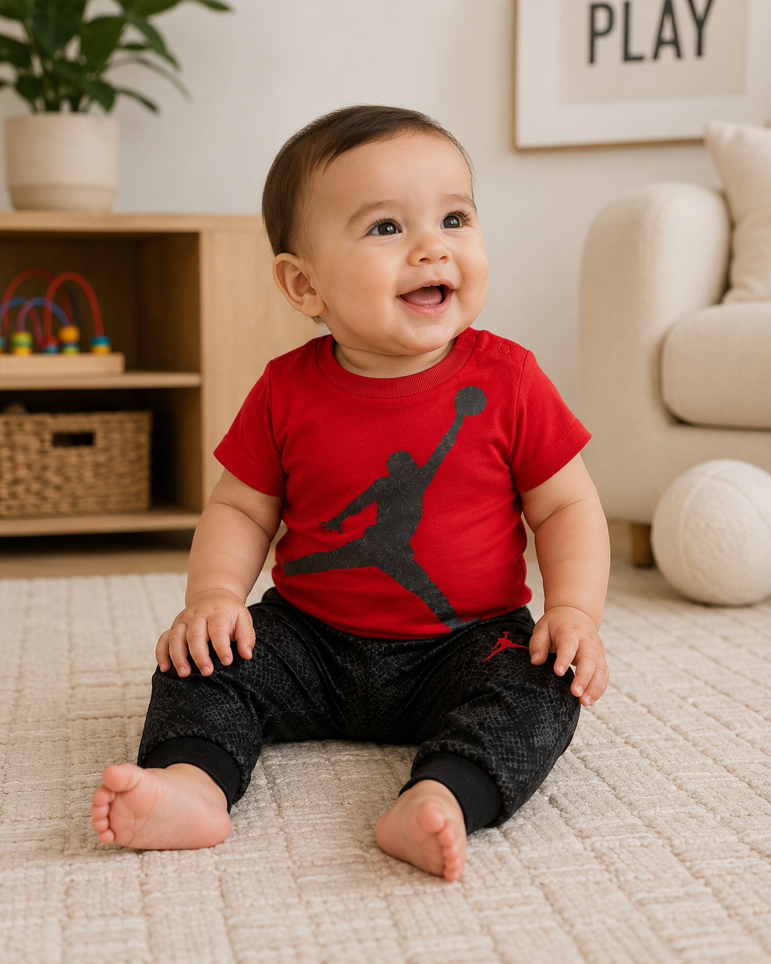 Conjunto Nike Jordan, 2 Piezas — Bebé Camiseta, Pantalón 6 a 9 meses