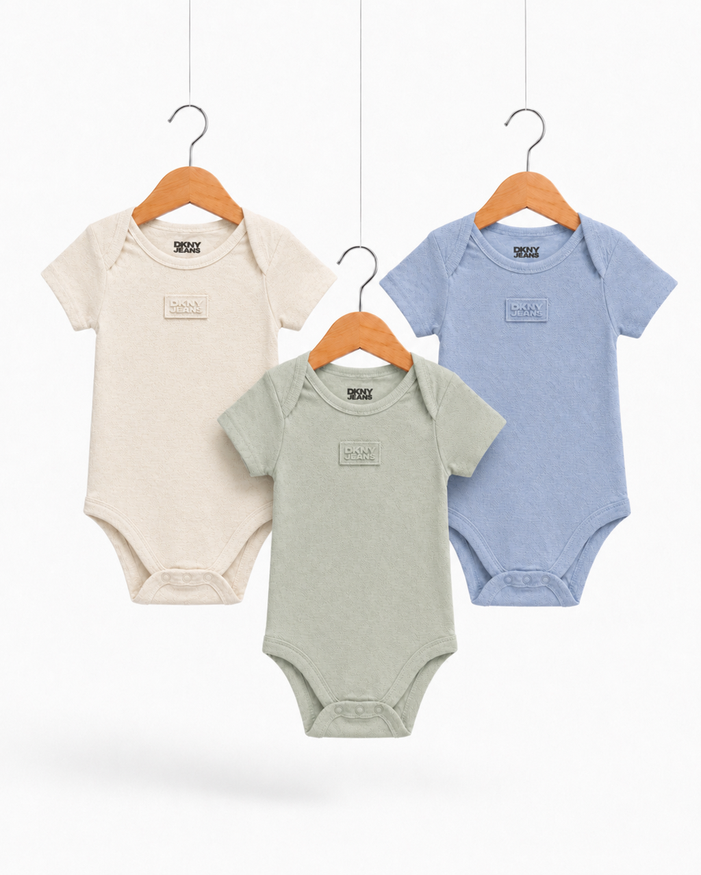 Set 3 Mamelucos DKNY Originales Bebé — Tonos Neutros Elegantes