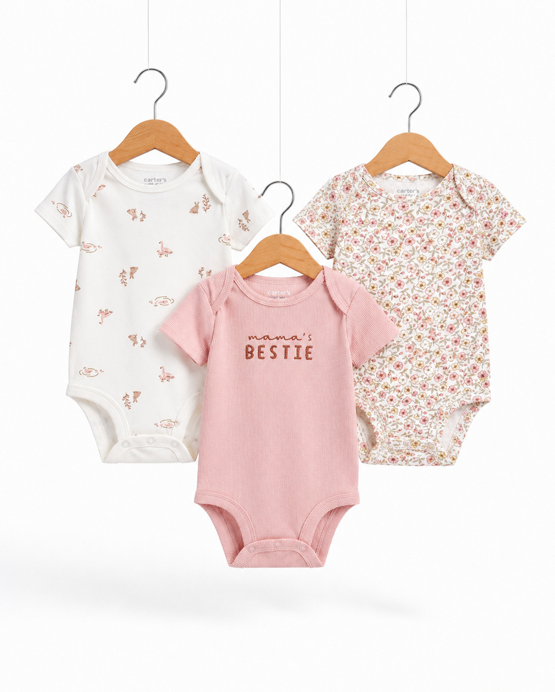 Set 3 Mamelucos — Carter’s Bebé de Niña Floral, Recién Nacido