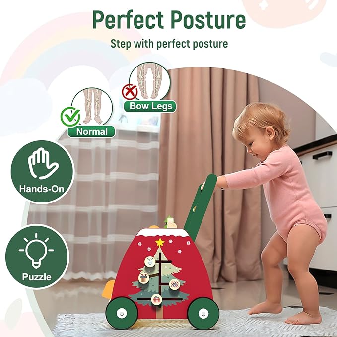 🧸 Andador Didáctico de Madera 2 en 1 con Actividades Montessori pre caminador 🧸