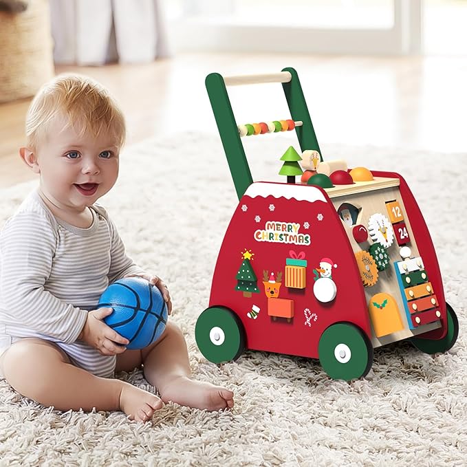 🧸 Andador Didáctico de Madera 2 en 1 con Actividades Montessori pre caminador 🧸