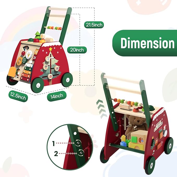 🧸 Andador Didáctico de Madera 2 en 1 con Actividades Montessori pre caminador 🧸