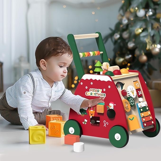 🧸 Andador Didáctico de Madera 2 en 1 con Actividades Montessori pre caminador 🧸