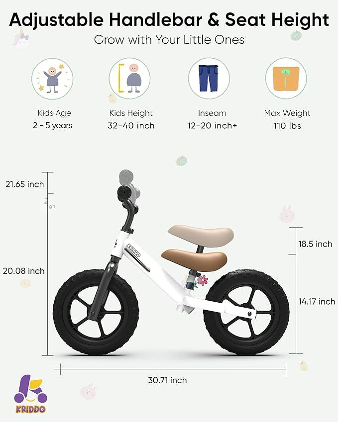 KRIDDO Toddler Balance Bike