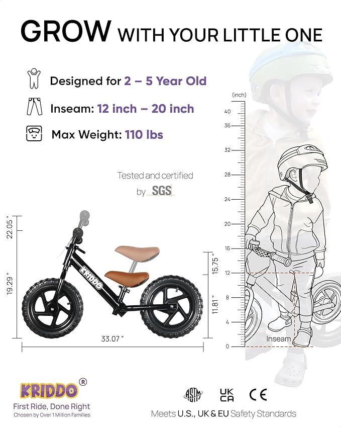 KRIDDO Toddler Balance Bike