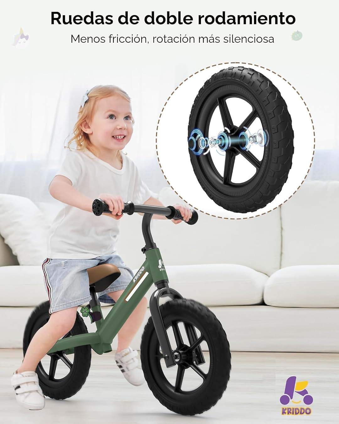 KRIDDO Toddler Balance Bike - Bici de equilibrio