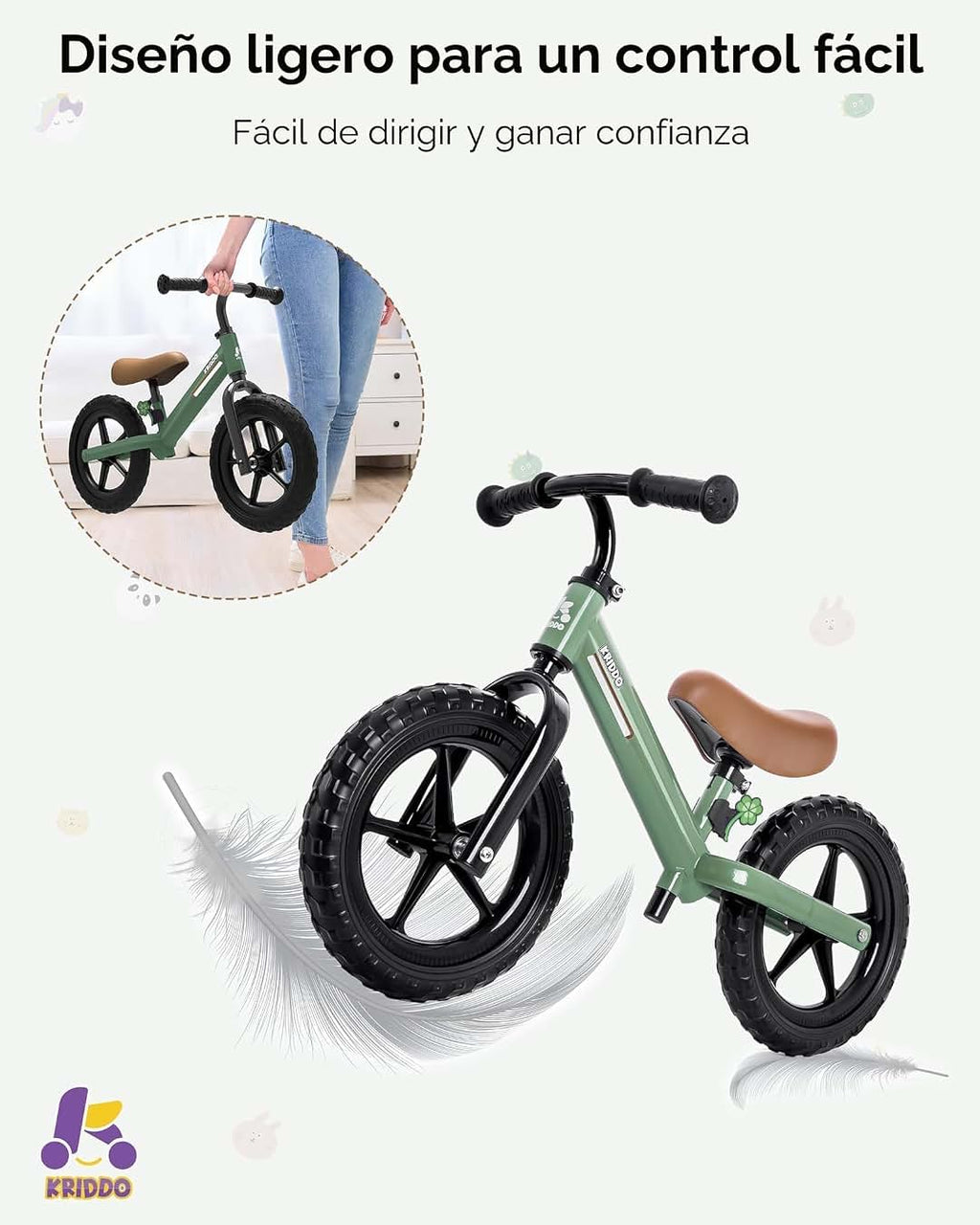 KRIDDO Toddler Balance Bike - Bici de equilibrio